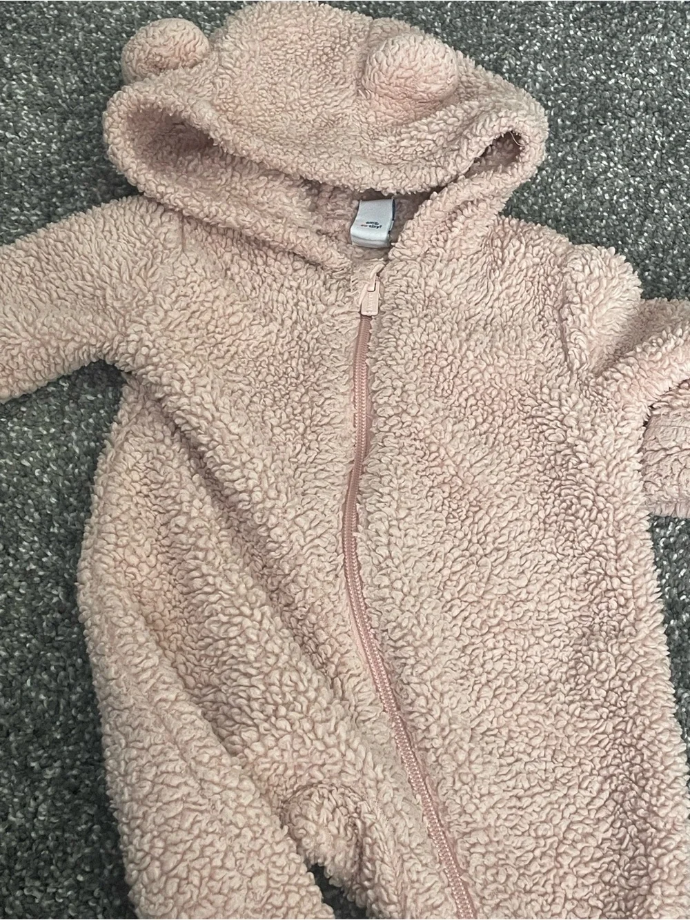 Old Navy Plush Hooded Footed One-Piece in Pale Pink
